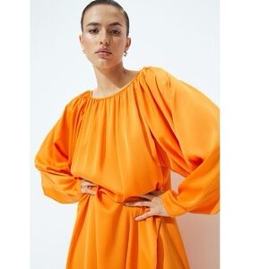 FINAL SALE H&M Bright Orange Satin Dress